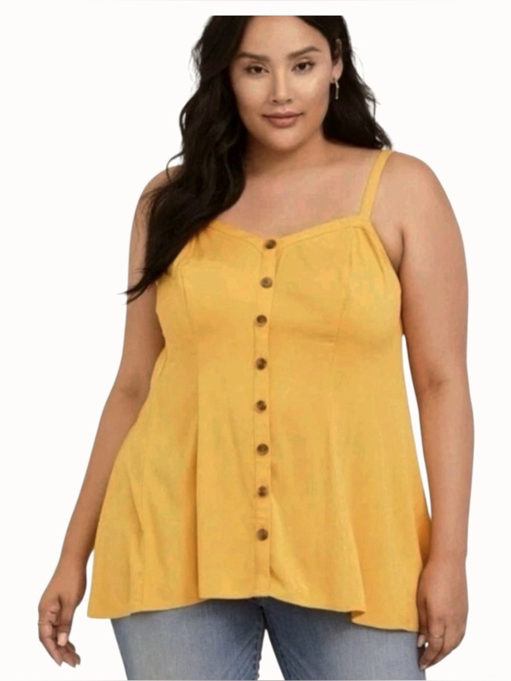 torrid Mustard Yellow Faux Button-Front Spaghetti Strap Camisole